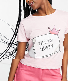 Розовый пижамный комплект с блестящим принтом "Pillow Queen" Brave Soul-Розовый цвет