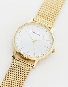 Золотистые мужские часы с сетчатым ремешком в минималистичном стиле Christin Lars-Золотистый