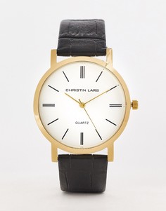 Золотистые мужские часы с классическим дизайном и черным сетчатым ремешком Christin Lars-Золотистый
