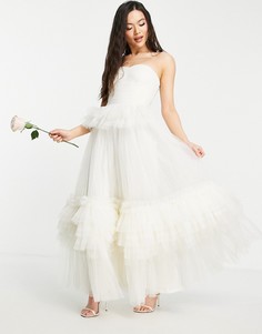 Свадебное платье макси из тюля цвета слоновой кости Lace & Beads Bridal-Белый