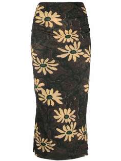 Nanushka юбка миди с цветочным узором