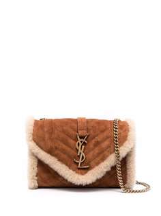 Saint Laurent сумка-конверт с отделкой из овчины