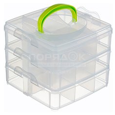 Ящик для инструментов, 16.3x14x15.5 см, пластик, Idea, трехярусный, М 2960