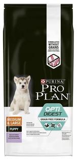 Сухой корм Purina ProPlan Grain Free Formula для щенков крупных и средних пород с чувствительным пищеварением, с высоким содержанием индейки, 12кг