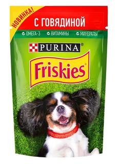 Влажный корм Friskies для взрослых собак, говядина, 85гр