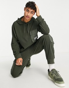 Худи цвета хаки с карманами карго от комплекта Topman-Зеленый цвет