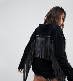 Джинсовая куртка с кисточками и заклепками Missguided-Черный