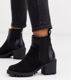 Черные ботинки на массивном каблуке для широкой стопы River Island-Черный