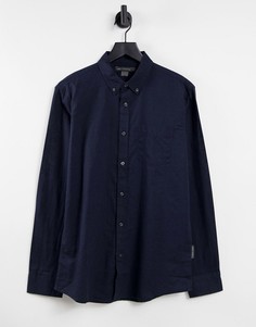 Темно-синяя льняная рубашка с длинными рукавами French Connection-Голубой