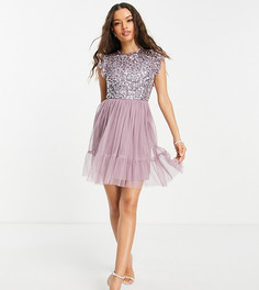 Сиреневое платье мини с отделкой пайетками на лифе Maya Petite-Фиолетовый цвет