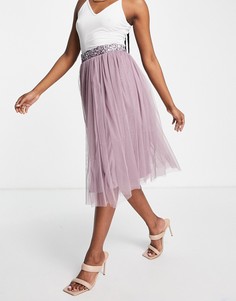 Лиловая юбка миди из тюля от комплекта Maya-Фиолетовый цвет