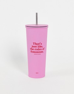 Металлическая кружка для напитков розового цвета с соломинкой Typo x Mean Girls-Розовый цвет