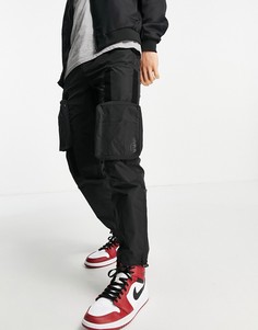 Черные свободные брюки карго со съемными карманами Topman-Черный цвет