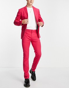 Ярко-розовые зауженные брюки Topman-Розовый цвет