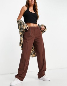 Шоколадные повседневные брюки свободного кроя в мужском стиле ASOS DESIGN-Коричневый цвет