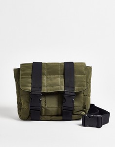 Нейлоновая сумка на пояс цвета хаки в утилитарном стиле SVNX-Зеленый цвет
