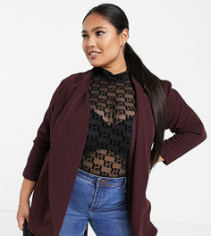 Трикотажный блейзер с запахом винного цвета ASOS DESIGN Curve-Светло-бежевый цвет