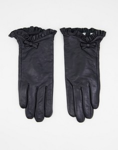 Черные кожаные перчатки с бантом Barneys Originals-Черный