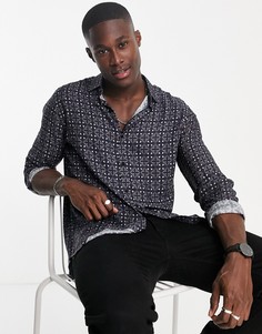 Черная рубашка с геометрическим принтом Topman Premium-Черный цвет
