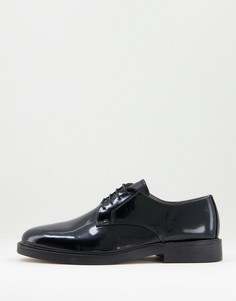 Черные туфли дерби из натуральной кожи Topman Tyger-Черный
