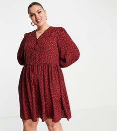 Платье мини с цветочным принтом Urban Threads Plus-Красный