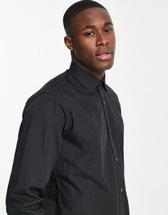 Черная приталенная рубашка из поплина French Connection-Черный