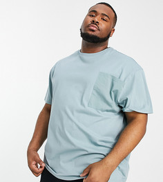 Серовато-голубая oversized-футболка с большим карманом Threadbare Plus-Голубой