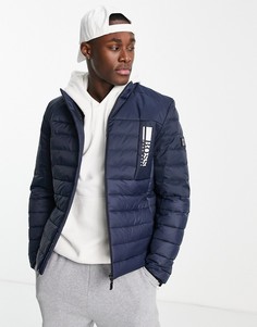 Пуховик с воротником-стойкой BOSS Athleisure J Basalt-Темно-синий