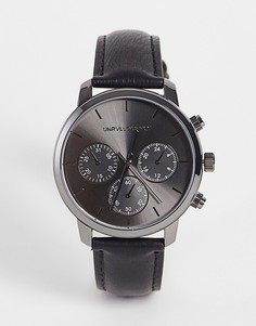 Классические часы черного цвета с ремешком из искусственной кожи и циферблатом с диаметром 42 мм ASOS DESIGN-Черный цвет