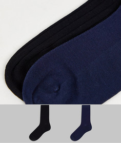Набор из 2 пар бамбуковых однотонных носков в рубчик черного цвета Pretty Polly-Черный цвет