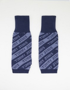 Темно-синие перчатки без пальцев в полоску с логотипом Tommy Jeans-Темно-синий