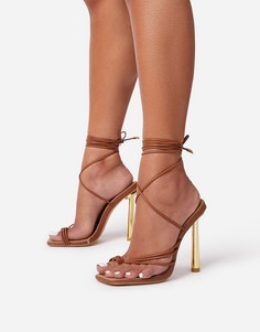 Светло-коричневые сандалии на металлическом каблуке Ego x Jess Hunt-Коричневый цвет