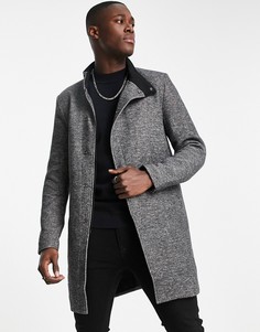 Серое пальто из смесовой искусственной шерсти Only & Sons-Серый
