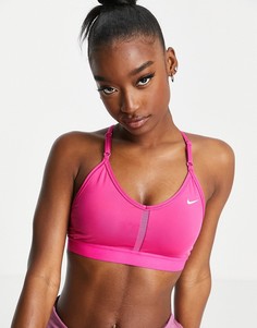 Ярко-розовый спортивный бюстгальтер с легкой степенью поддержки Nike Training Indy Dri-FIT-Розовый цвет