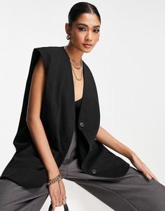 Черный блейзер без рукавов в стиле "oversized" Topshop-Черный цвет
