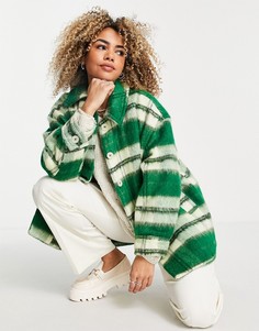 Зеленая куртка из переработанных материалов в клетку Weekday Tower-Голубой