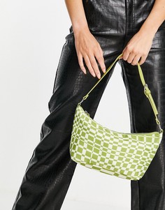Зеленая сумка через плечо с волнистым принтом из переработанных материалов Monki-Зеленый цвет