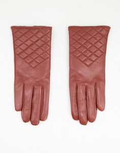 Коричневые стеганые кожаные перчатки Paul Costelloe-Коричневый цвет