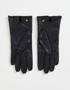 Черные кожаные перчатки со стеганой вставкой Paul Costelloe-Черный