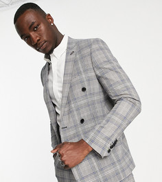 Серый приталенный пиджак в клетку «принц Уэльский» Twisted Tailor Jose Tall