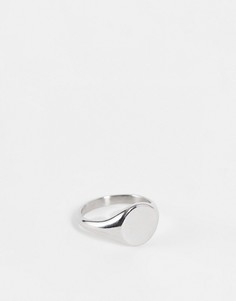 Серебристое кольцо-печатка из нержавеющей стали ASOS DESIGN-Серебряный