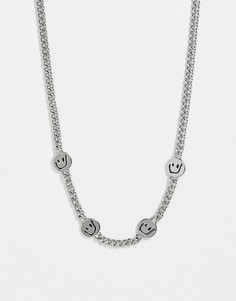 Серебристое ожерелье со смайликами Weekday Sima-Серебристый
