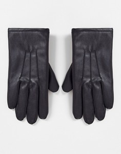 Черные перчатки из искусственной кожи ASOS DESIGN-Черный цвет