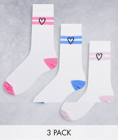 Набор из 3 пар носков белого и розового цвета Threadbare Bestie-Розовый цвет