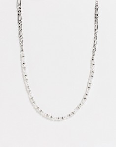 Ожерелье с серебристой цепочкой и белым искусственным жемчугом ASOS DESIGN-Серебряный