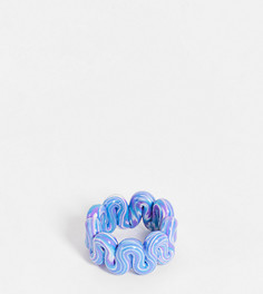 Массивное пластиковое кольцо оригинальной формы с мраморным эффектом сиреневого и голубого цветов ASOS DESIGN Curve-Разноцветный