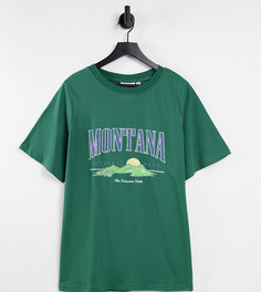 Свободная футболка с принтом "Montana" Daisy Street Plus-Зеленый цвет
