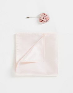 Свадебная булавка с цветком серовато-бежевого цвета на лацкан и платок для пиджака Gianni Feraud-Светло-бежевый цвет