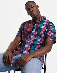 Разноцветная рубашка с комбинированным геометрическим принтом Topman-Разноцветный