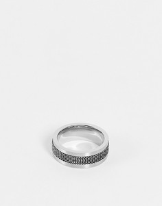 Кольцо-обруч из нержавеющей стали цвета оружейного металла с сетчатым тиснением ASOS DESIGN-Серый